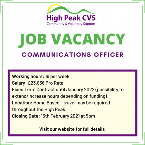 High Peak CVS Communications Officer Vacancy