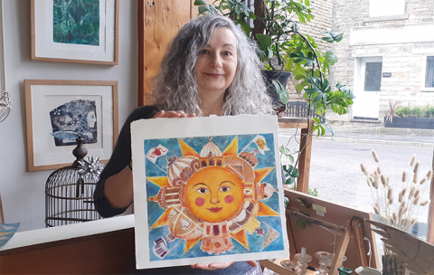 Picture shows Joanna Allen with her winning artwork for the Fringe 2022 cover, picture credit: Gaye Chorlton